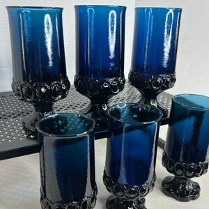 Vintage Tiffin Franciscan Dark Blue Iced Tea Glasses 6